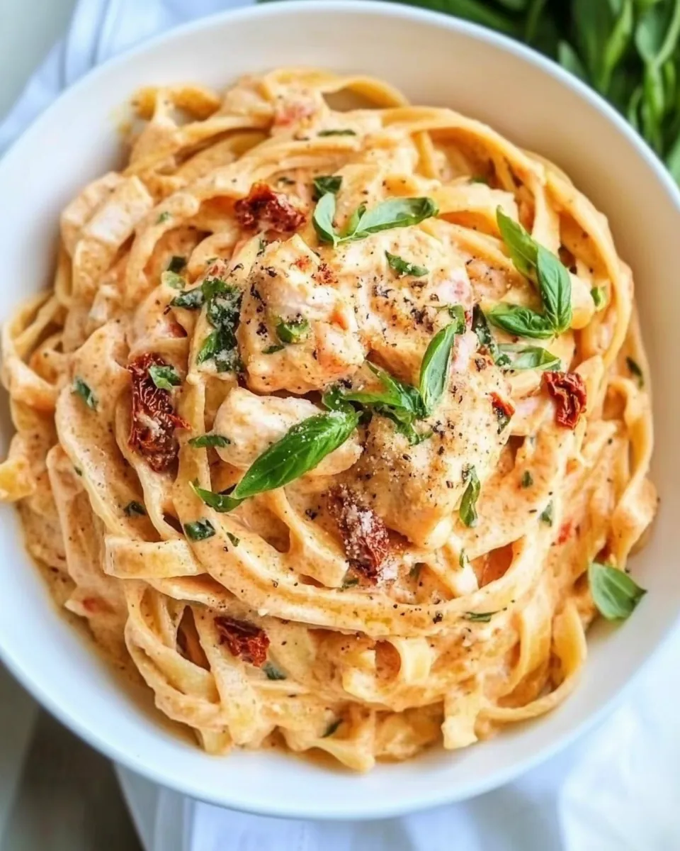 Crockpot Sun Dried Tomato Chicken Alfredo
